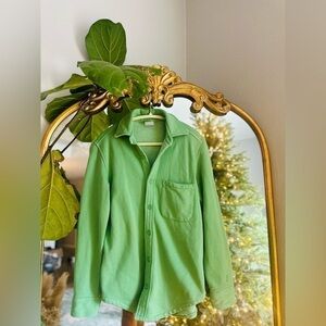 Artizia TNA boyfriend Cozy lime green fleece shaket button down Xs